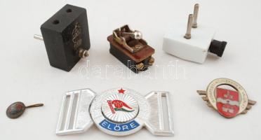 Régi rádiós alkatrészek, kapcsoló, úttöröszíj