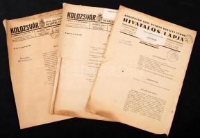 1941-42 Kolozsvár THJ. Sz. Kir. Város Hivatalos Lapja, 9 szám, vegyes minőségben