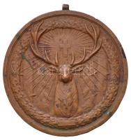Berán Lajos (1882-1943) 1937. "Nemzeti Vadászati Védegylet - Agancs Kiállítás Budapest 1937" Br emlékérem füllel (57mm) T:2,2- ph.