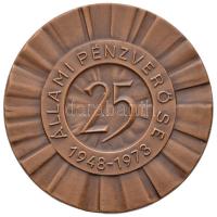 1973. "Állami Pénzverő SE 25 év - 1948-1973" Br emlékérem eredeti tokban (60mm) T:2