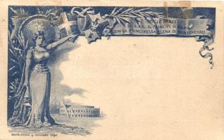 1896 Wedding card of Victor Emmanuel III of Italy and Elena of Montenegro, 10cent Ga. (gluemark)