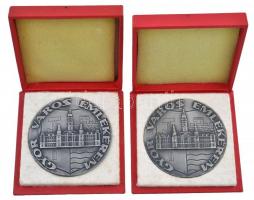 Renner Kálmán (1927-1994) DN "Győr város emlékérem" ezüstözött Br plakett dísztokban (2x) ...