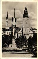 Losonc, Kossuth Lajos tér, Országzászló, Fenyves Andor kiadása / square, flag (fa)
