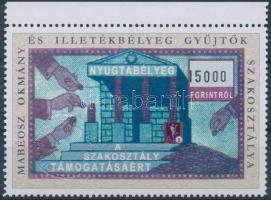 MABÉOSZ támogatói bélyeg, hátoldalán "Cornídesz Sándor úrnak köszönettel a támogatásért!" + szakosztály bélyegző