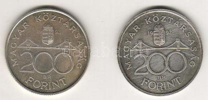 1992-93. 200Ft Ag "MNB" (2x) T:BU