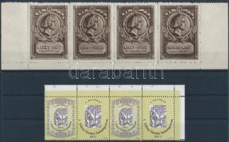 1932 Liszt-hét ívsarki négyescsík + 2011 I. Dabasi Filatéliai Szabadegyetem ívsarki négyescsík