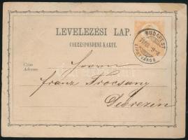 1874 2kr díjjegyes levelezőlap BUDAPEST / LIPÓTVÁROS