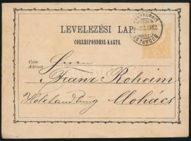 1873 2kr díjjegyes levelezőlap BUDAPEST / LIPÓTVÁRO(S)