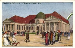 1913 Leipzig, International Baufachausstellung mit Sonderausstellungen; Sächsisches Staatsgebäude s: Heinz Dörffel