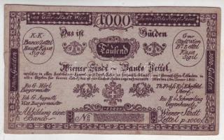 Ausztria 1800. "Wiener Stadt-Banco Zettel Formulare"-ból kivágott 1000G T:II