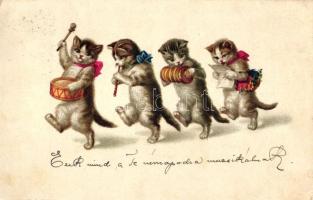 Cat music band, litho (EK)