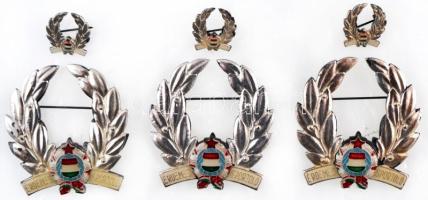 ~1970-1980. "Érdemes Sportoló" ezüstözött fém kitüntetés miniatűrrel eredeti dísztokban (3x) T:2