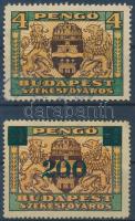 Budapest Székesfőváros 4P és felülnyomott változata 200P/4P okmánybélyeg