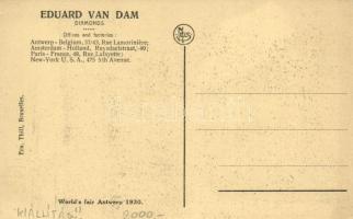 1930 Antwerp, Antwerpen; World's fair, Tailerie Eduard van Dam diamond manufacture's expos...