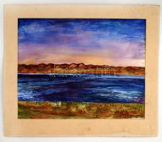 Katona jelzéssel: Vízparton, akvarell, papír, paszpartuban, 48,5×61,5 cm