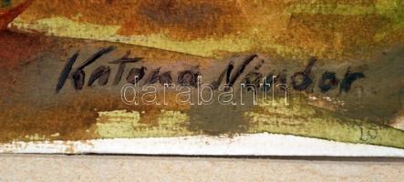 Katona jelzéssel: Vízparton, akvarell, papír, paszpartuban, 48,5×61,5 cm