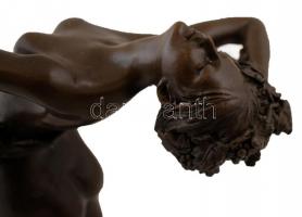 Női akt szőlő fürtökkel, jelzett (H. Frishmuth, J.B Deposee), nagy szériás modern bronz szobor, márv...