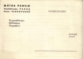 Mátra Pensio, kihajthatós reklám képeslap / folding card