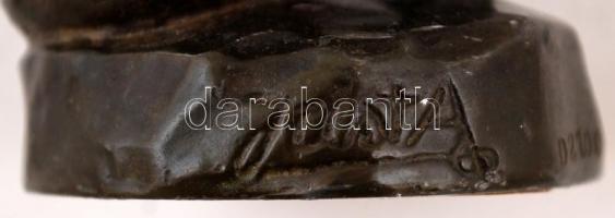 Törölköző női akt, bronz, jelzett (JustA), m:15 cm