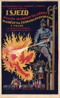 1923 I. Sjezd svazu dobrovolneho hasicstva Ceskoslovenskeho v Praze / Czech volunatary firefighters ball (slightly bent)
