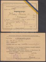 1938-1941 Jókay Sándor budapesti királyi törvényszéki bíró, majd a budapesti királyi ítélőtábla táblabírája nevére szóló országos levéltári látogatójegy, valamint az Északpestvármegyei Gyümölcs- és Szőlőtermelők Egyesületébe szóló tagsági jegy