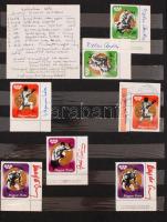 Olimpiai aláírások gyűjteménye: Olimpikonok, sportolók aláírásai újságkivágásokon, a sportolókat ábrázoló bélyegeken, sorokon, íveken. Kb 100 db aláírás magyar és külföldi sportolóktól Egy berakóban szépen rendezetten, plusz hozzá néhány egyedi darab / Collection of olypmic games sportsmen. About 100 signatures in album