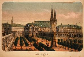 cca 1870 Dresden 12 litho képet tírtalmazó leporello / Leporello with 12 litho images 12x9 cm