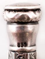 Dekoratív fém ceruza, díszes ezüst (Ag.) rátéttel, jelzett, br. 8 g