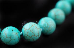 Türkiz gyöngysor, h: 45 cm