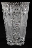 Ólomkristály üvegváza, minimális csorbával, alján karcolásokkal, m: 16 cm