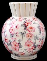 Zsolnay virág mintás váza, matricás, jelzett, száján apró hajszálrepedés, m: 20 cm