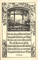Dulde dich Sein / floral postcard, poem by Martin Jentzsch, Emil Müller's Verlag Nr. 212., Szecessziós képeslap Martin Jentzsch verssel. Emil Müller's Verlag Nr. 212.