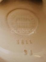 Zsolnay lovagló huszár, fehér mázas porcelán, lepattanással, jelzett, m: 16 cm