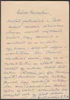 cca 1961 A tragikus sorsú Rozsos István (1922-1963) színész saját kézzel írt sorai és aláírása Kazimir Károly (1928-1999) rendező részére küldött levélen