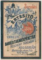 1895. Kolozsvár "Erdélyi Bank és Takarékpénztár Részvénytársaság" sorsolási értesítő