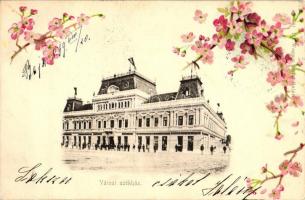 1899 Baja, Városi székház, Diamant Lajos és Fischer Béla üzlete, floral litho (EB)