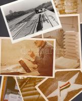 cca 1980 20 db régi fotó, többek között az esztergomi Kályhacsempegyárról, faipari munkálatokról, stb., egy részük hátuljukon feliratozva, különböző méretben