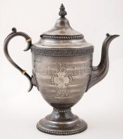 Ezüstözött fedeles kiöntő, jelzett, m: 27 cm