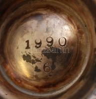 Ezüstözött fedeles kiöntő, jelzett, m: 27 cm