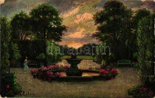 8 db RÉGI művészeti képeslap, benne 4 olajnyomású, 2 Wenau és 2 kézzel festett képeslap / 8 old moti...