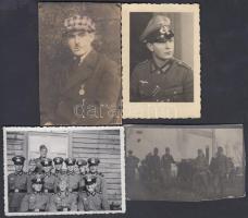 4 db vegyes katonai fotó az I. és a II. világháborúból, 9x6 cm / 4 photos from the world war I. and II., 9x6 cm