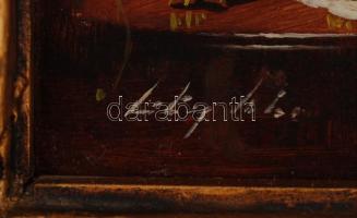 Olvashatatlan jelzéssel: Virágcsendélet. Olaj, farost, dekoratív keretben, 9×7 cm