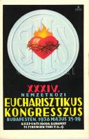1938 Budapest XXXIV. Nemzetközi Eucharisztikus Kongresszus, reklám / 34th International Eucharistic Congress, Budapest, s: Szuchy