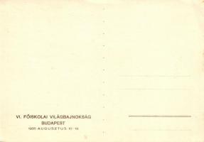 1935 Főiskolai Világbajnokság, szignós grafikai lap / College World Championship in Athletics, artis...