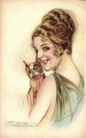 Italian Art Deco postcard, bulldog, Anna & Gasparini 491-1s: Mauzan