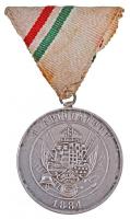 ~1920. A Magyar Országos Tűzoltó Szövetség Szolgálati Érme, 15 év után jelzett Ag kitüntetés mellszalagon (25.9g/0.800/36.5mm) T:2 ph. Hungary ~1920. Service Medal of the Hungarian Fireman Association, after 15 Years hallmarked Ag decoration with ribbon (17.9g/0.800/36.5mm) C:XF edge error