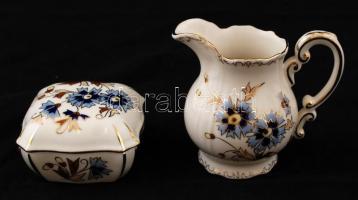 Zsolnay búzavirág mintás mokkás készlet, kézzel festett, jelzett, hibátlan