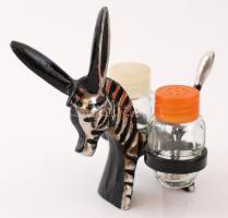 Retró só-borsszóró zebra/csacsi, fém, 9x11cm