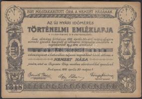 1916  Bp., Az új nyári időmérés történelmi emléklapja