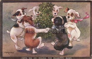 Here we go round the Mulberry Bush / dogs, C.W. Faulkner & Co. Series 1317. s: A. E. Kennedy (Rb)